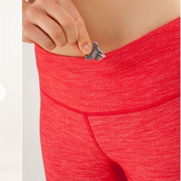 Lululemon Wunder Under Tight, Reversible Slub Denim Love Red Size 4 28” - Picture 2 of 14